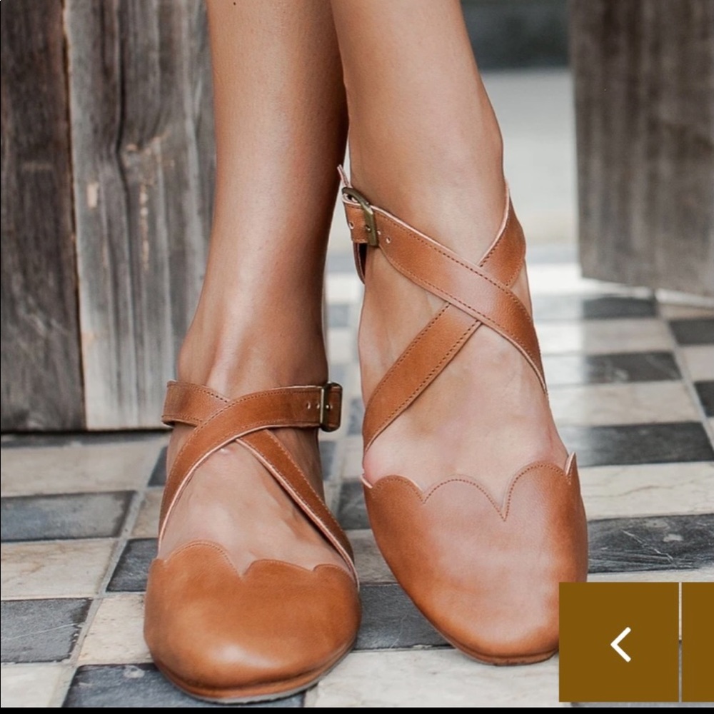Mangrove flat leather shoes vintage camel NEW